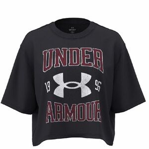 NWT- Under Armour Black and Maroon Logo Tee
